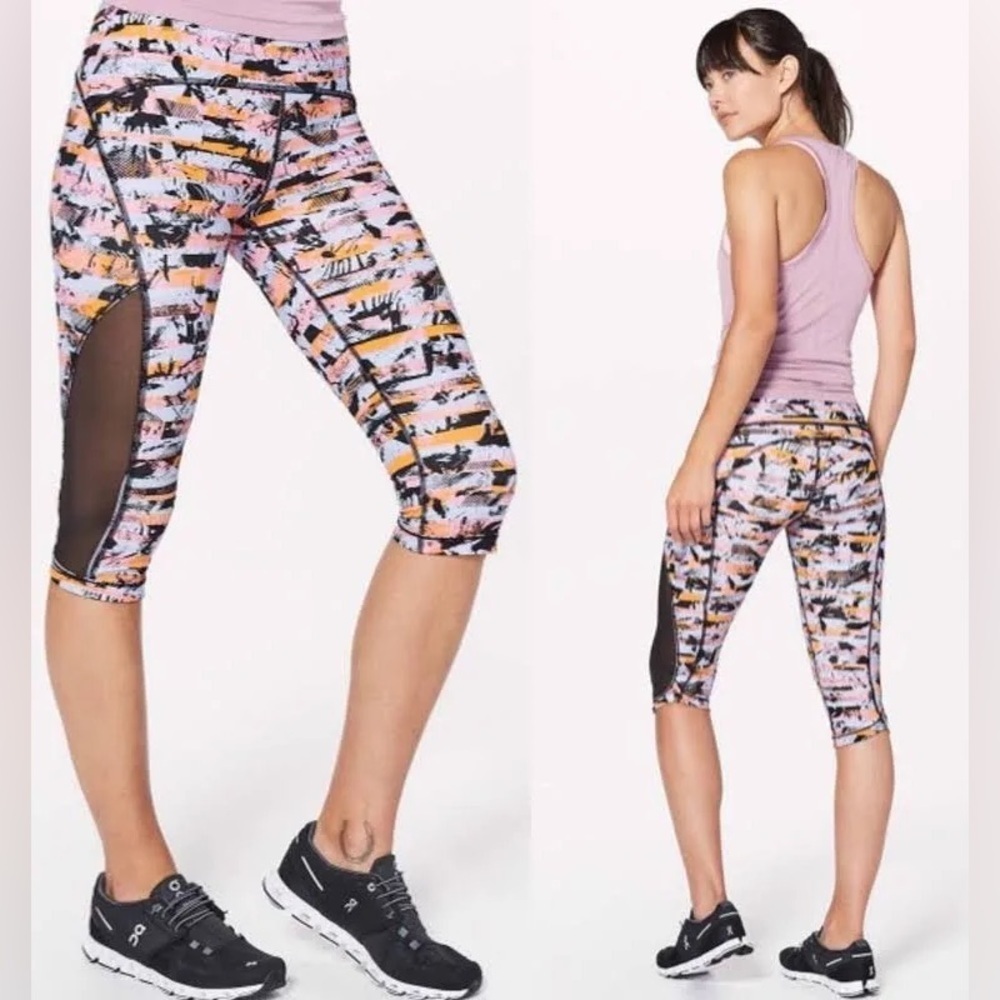 Lululemon Athletica Sun Runner Crop Inversion Print
